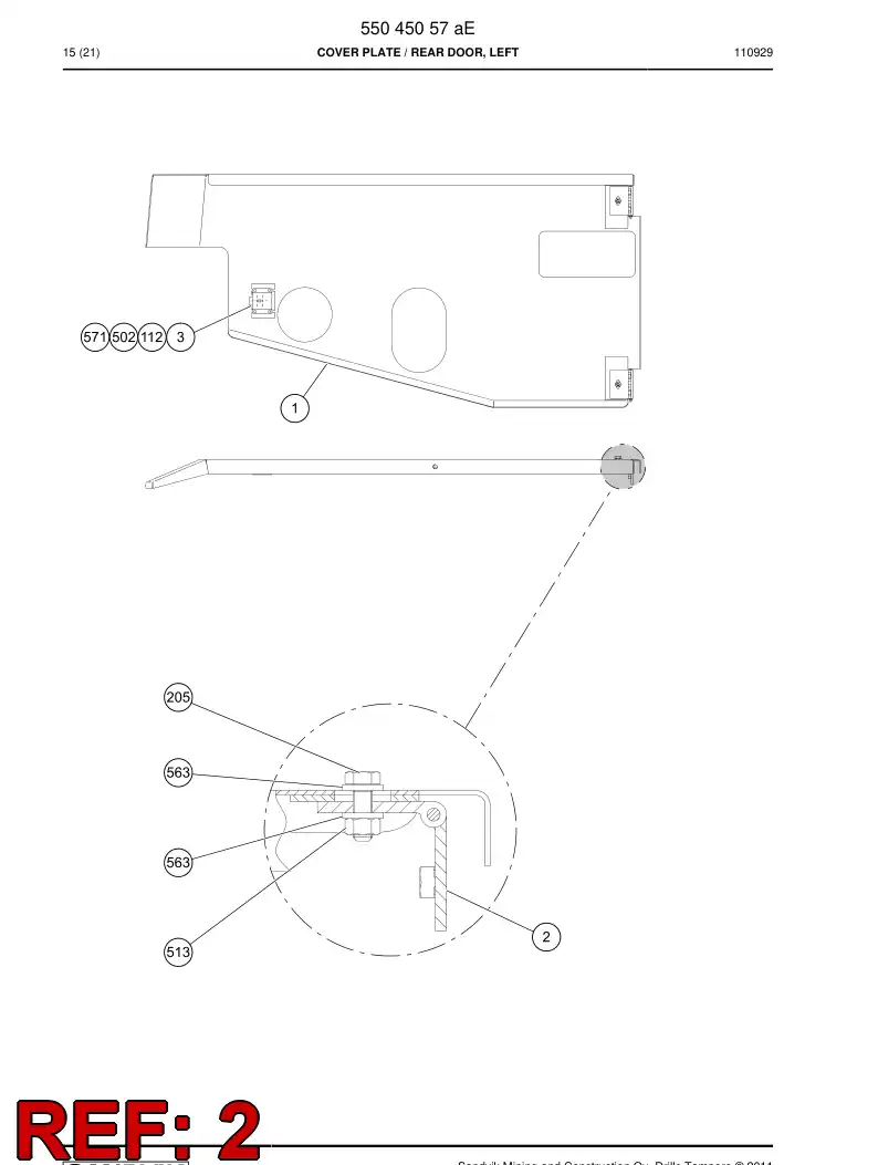 55151027 551 510 27 Hinge - Sandvik Technical Drawing
