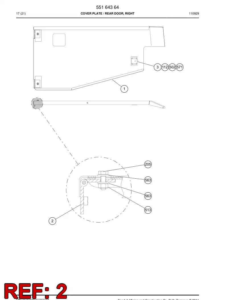 55151033 551 510 33 Hinge - Sandvik Technical Drawing