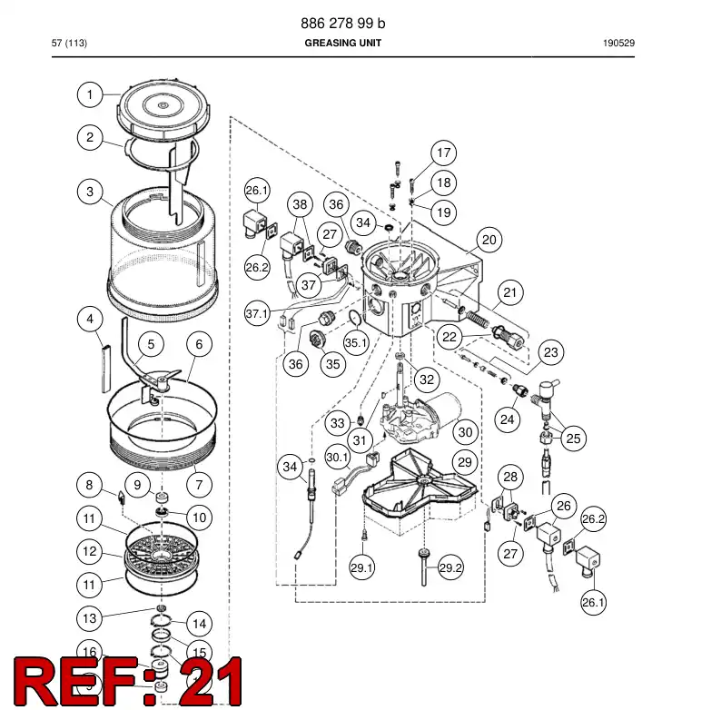 55151042a 551 510 42a Pump element - Sandvik Technical Drawing