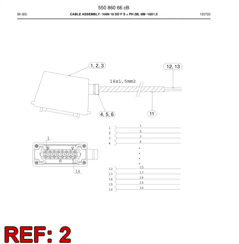 55151343 551 513 43 Connector, Multipole, Female - Sandvik Technical Drawing