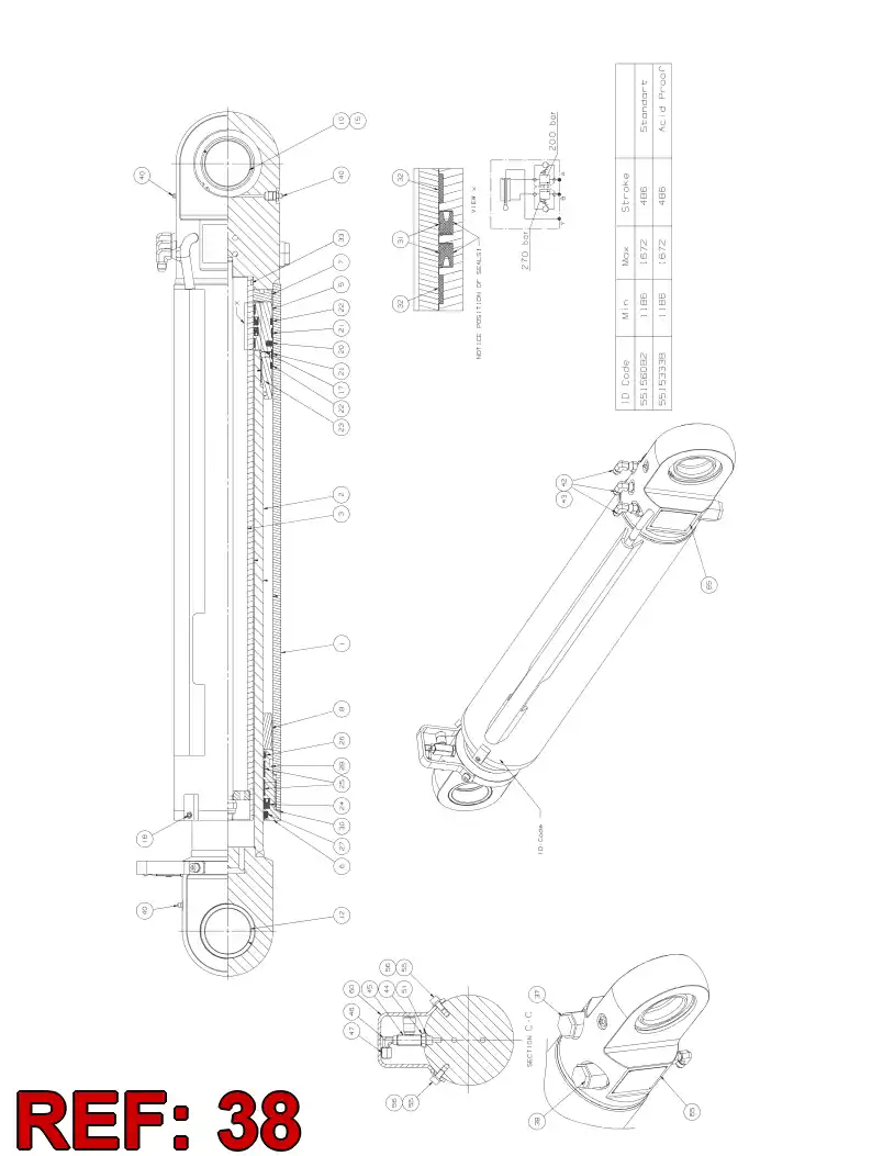 55151380 551 513 80 Valve, Over Center - Sandvik Technical Drawing