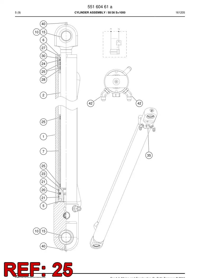 55151430 551 514 30 Guide Ring, PISTON Rod - Sandvik Technical Drawing