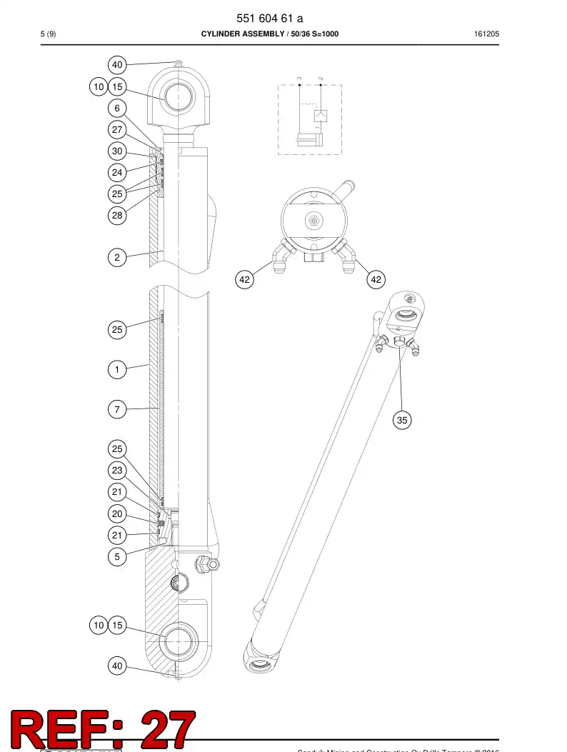 55151433 551 514 33 Wiper - Sandvik Technical Drawing