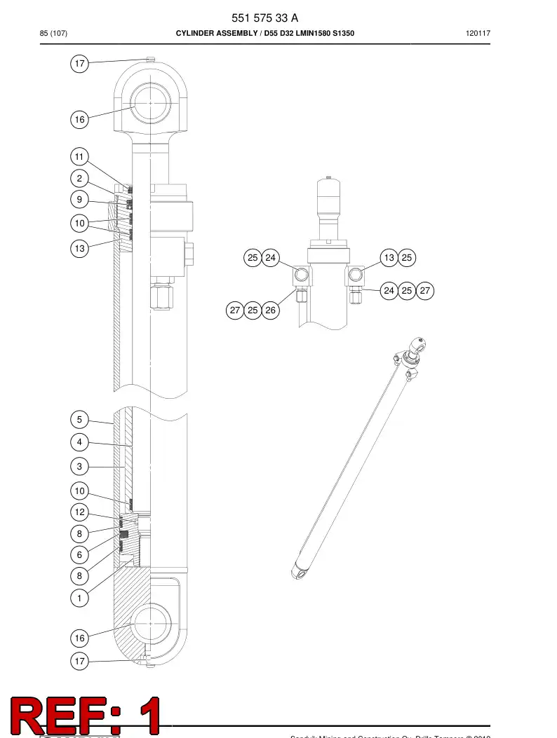 55151497a 551 514 97a PISTON - Sandvik Technical Drawing