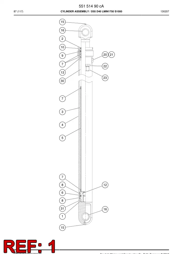 55151497c 551 514 97c PISTON - Sandvik Technical Drawing