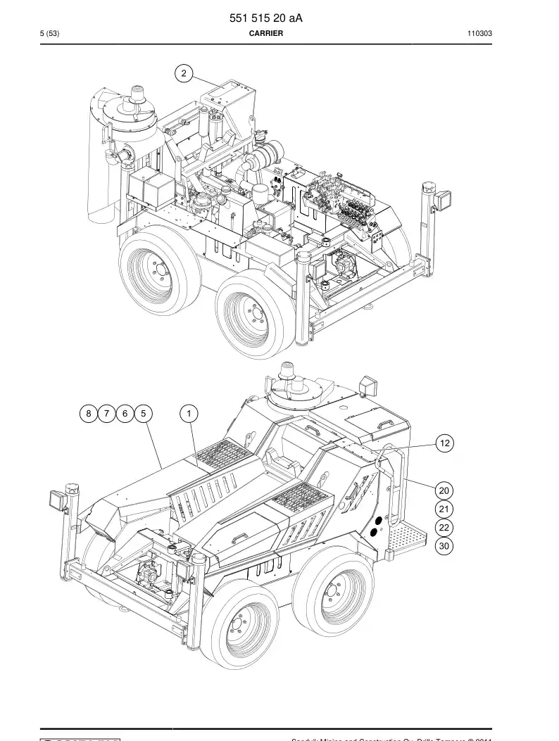 55151520a 551 515 20a Carrier - Sandvik Technical Drawing