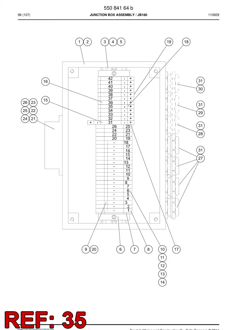 55151650 551 516 50 Wiring instruction - Sandvik Technical Drawing