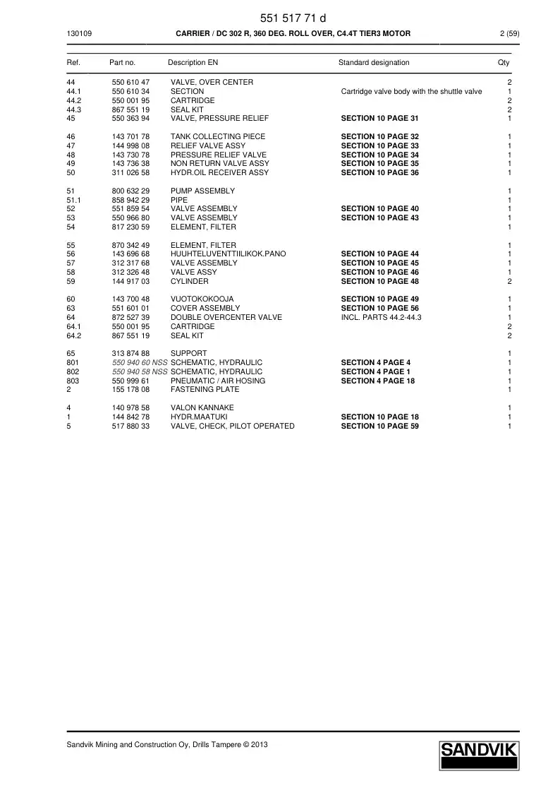 55151771d 551 517 71d Carrier - Sandvik Technical Drawing
