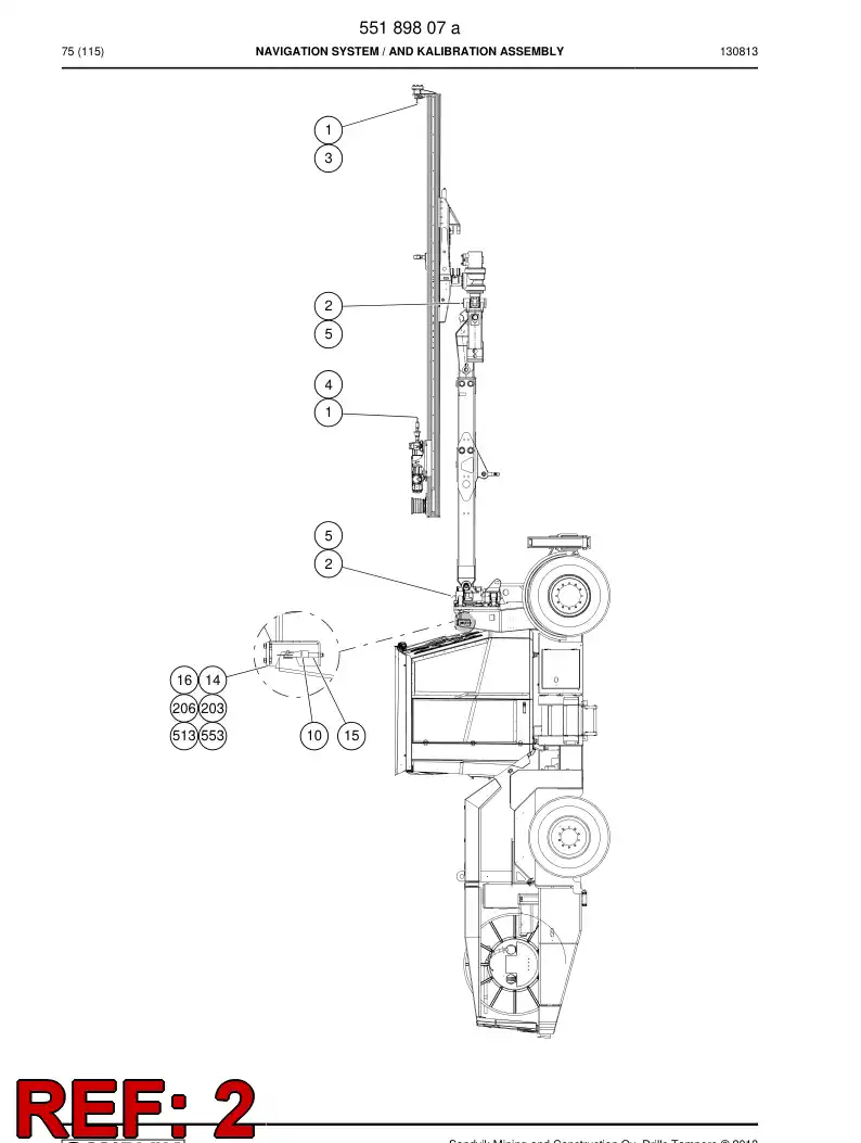 55151901a 551 519 01a Frame - Sandvik Technical Drawing