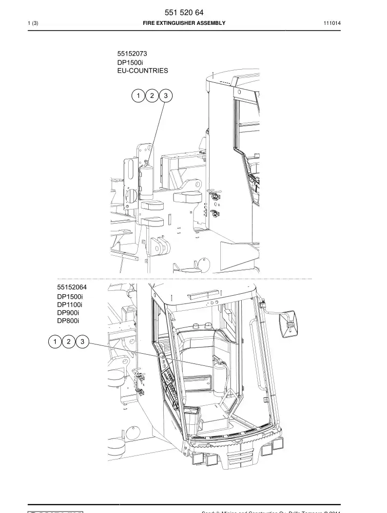55152064 551 520 64 Fire Extinguisher Assembly - Sandvik Technical Drawing