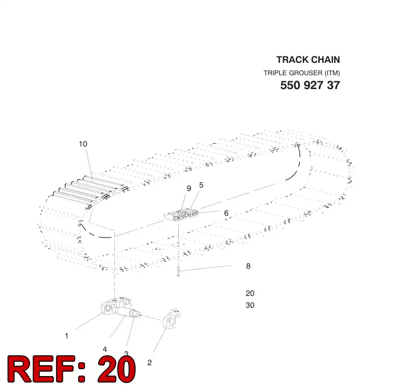 55152088 551 520 88 Track chain - Sandvik Technical Drawing
