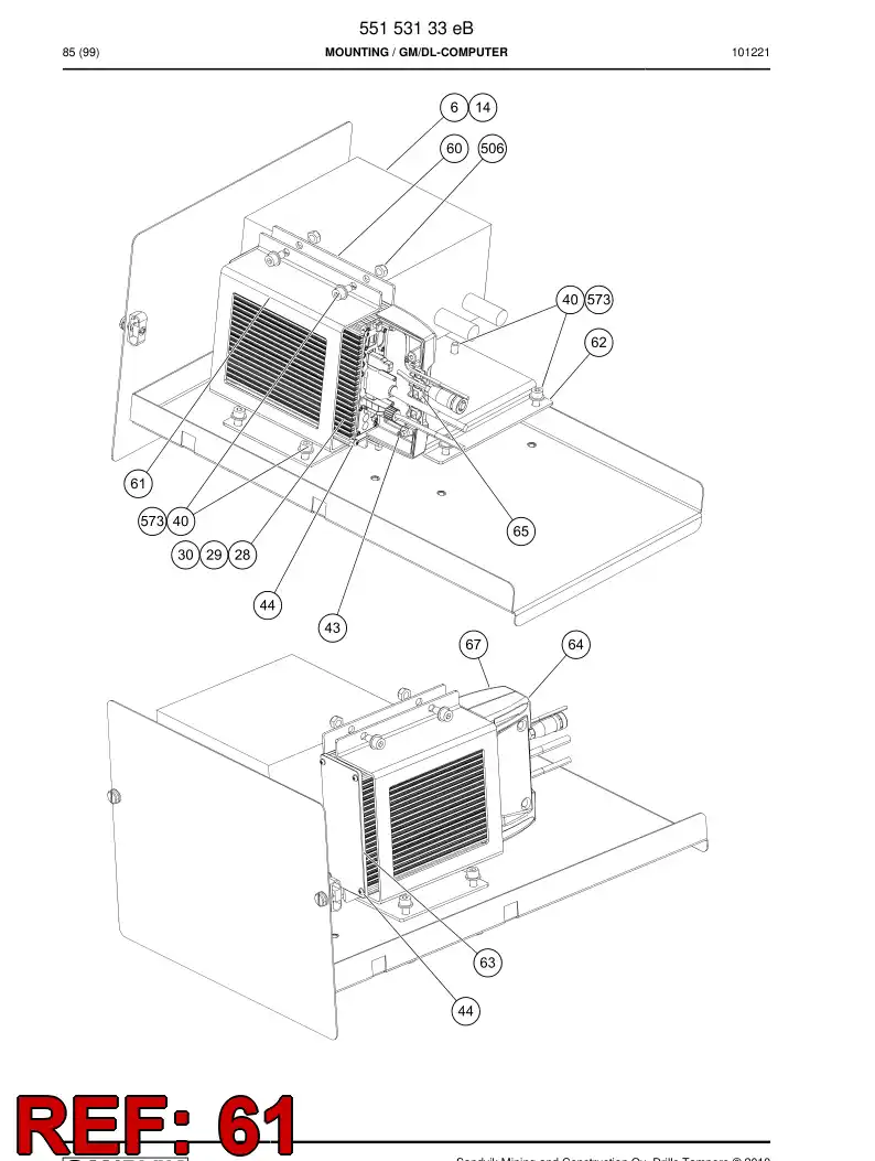 55152116 551 521 16 Mounting plate - Sandvik Technical Drawing