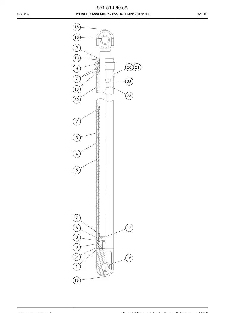 55152126b 551 521 26b Seal kit - Sandvik Technical Drawing
