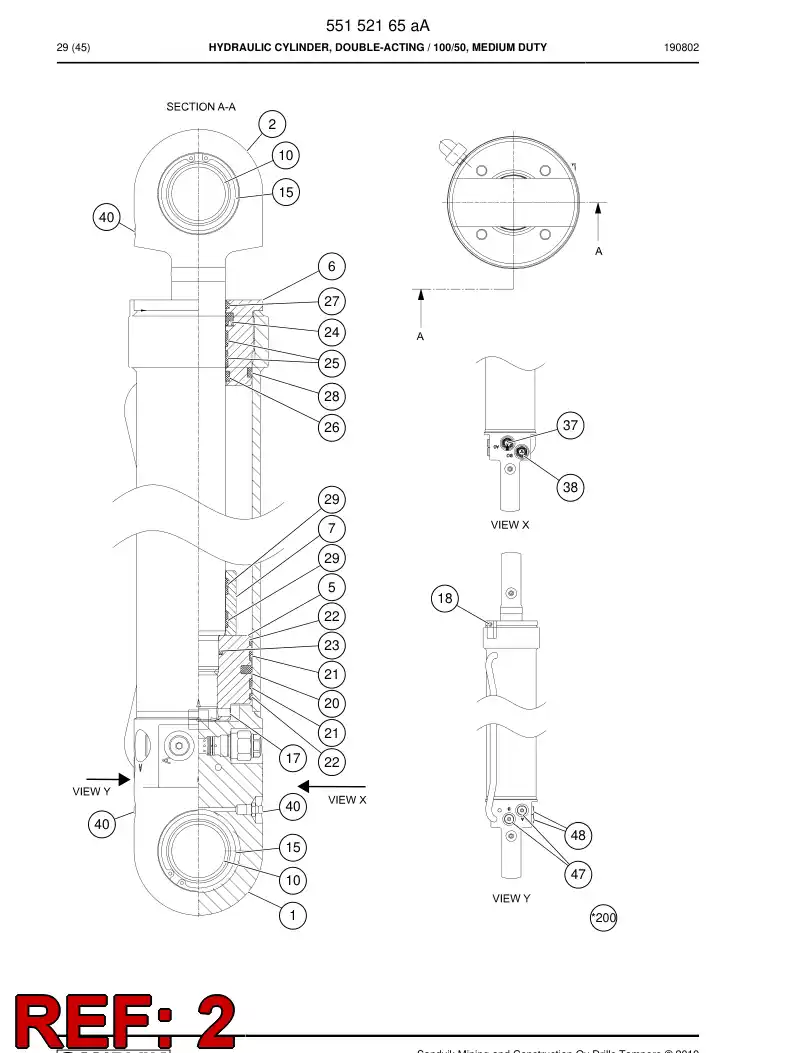 55152174a 551 521 74a Rod, Cylinder - Sandvik Technical Drawing