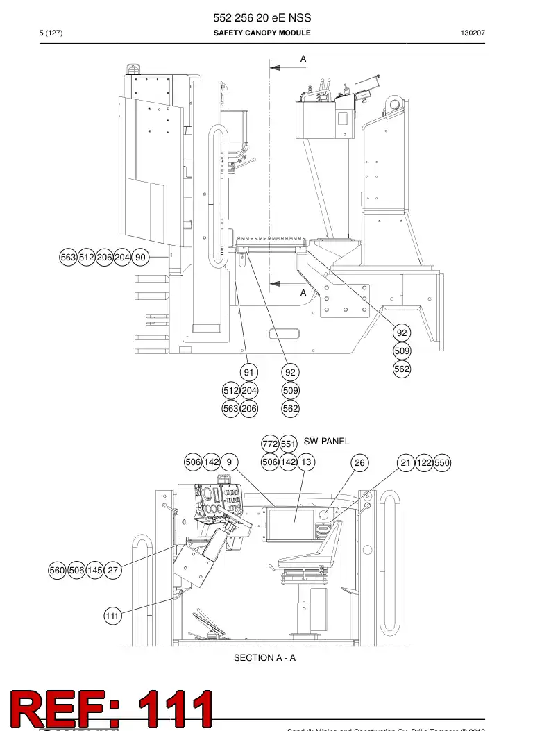 55152344a 551 523 44a Support, Hose - Sandvik Technical Drawing