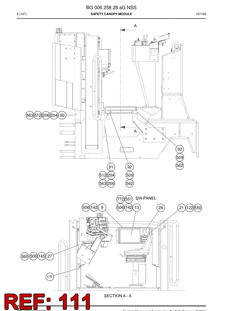55152344b 551 523 44b Support, Hose - Sandvik Technical Drawing