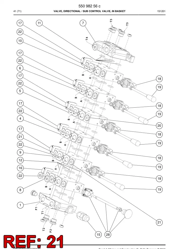 55152368 551 523 68 Pressure relief valve - Sandvik Technical Drawing