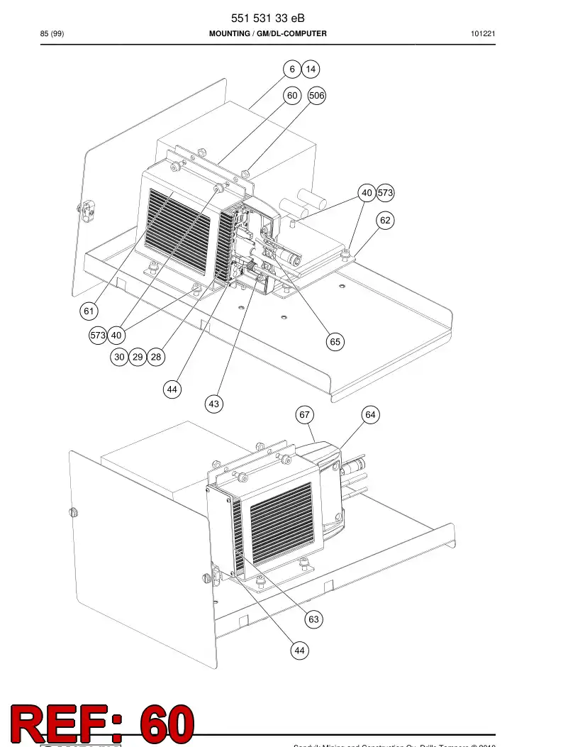55152377 551 523 77 Plate, Mounting - Sandvik Technical Drawing