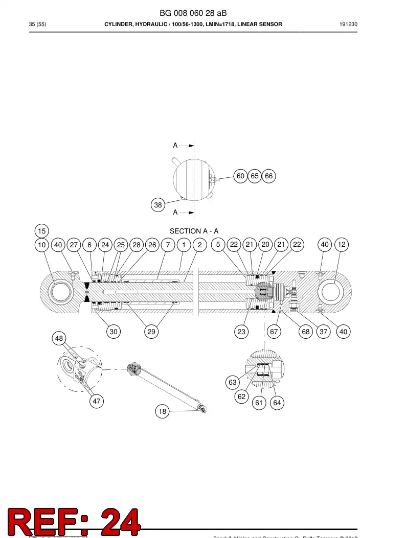 55152544 551 525 44 Seal, Rod - Sandvik Technical Drawing