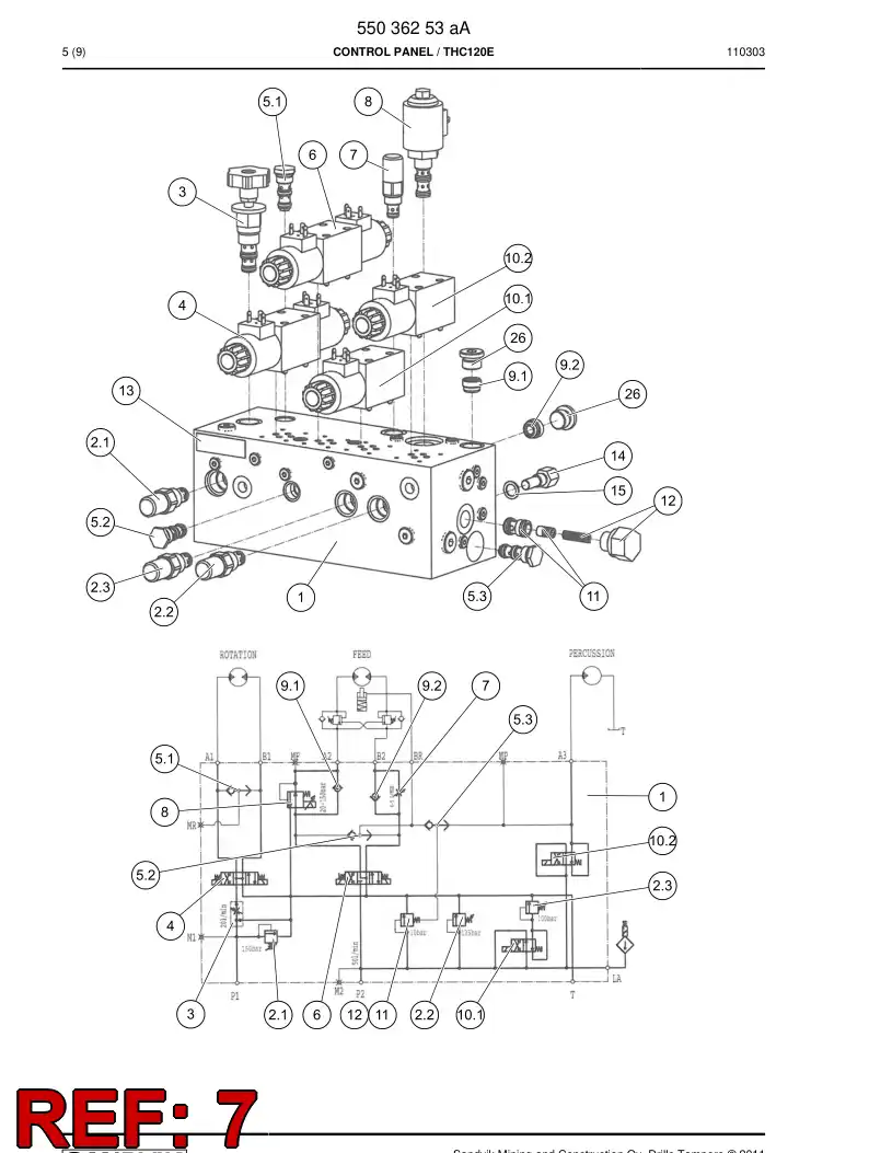 55152571 551 525 71 Valve, Throttle, Adjustable - Sandvik Technical Drawing