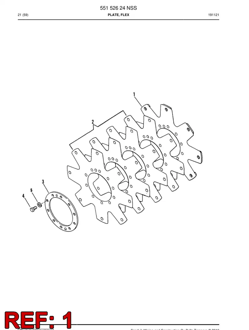 55152589 551 525 89 Plate, Flex - Sandvik Technical Drawing