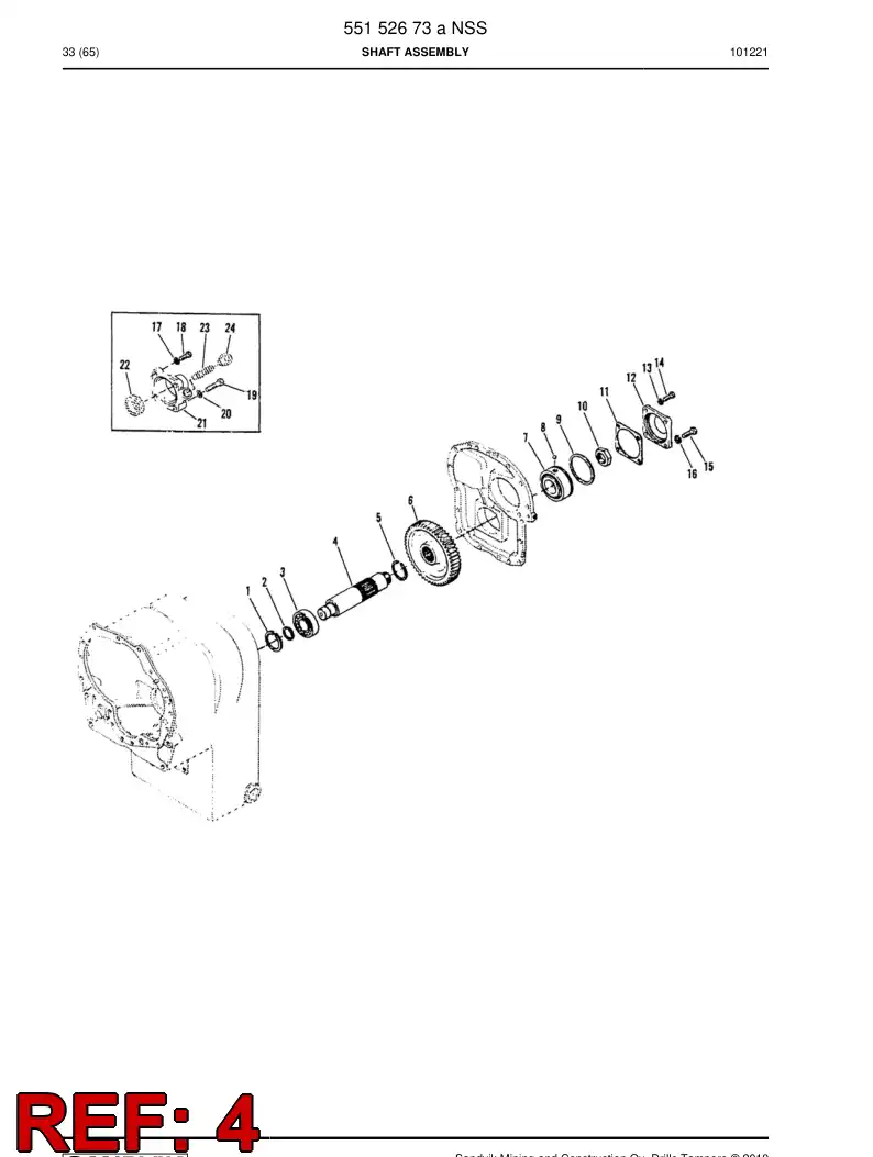 55152590 551 525 90 Gear shaft - Sandvik Technical Drawing