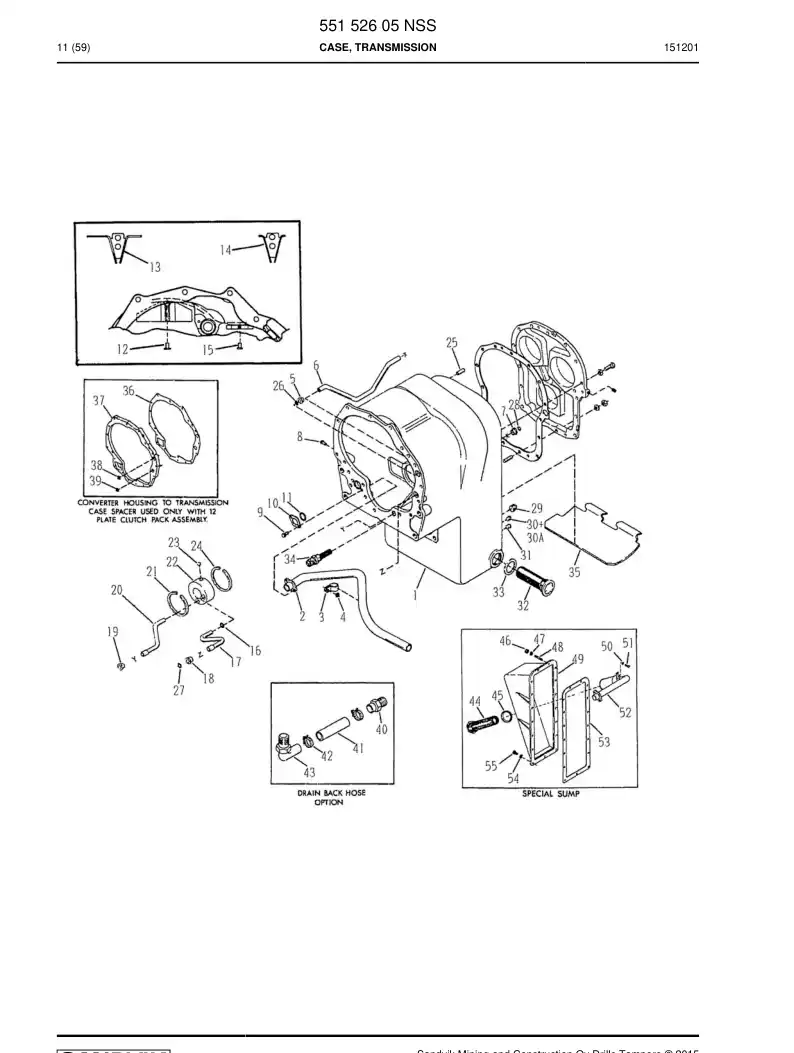 55152605 551 526 05 TRANSMISSION CASE - Sandvik Technical Drawing