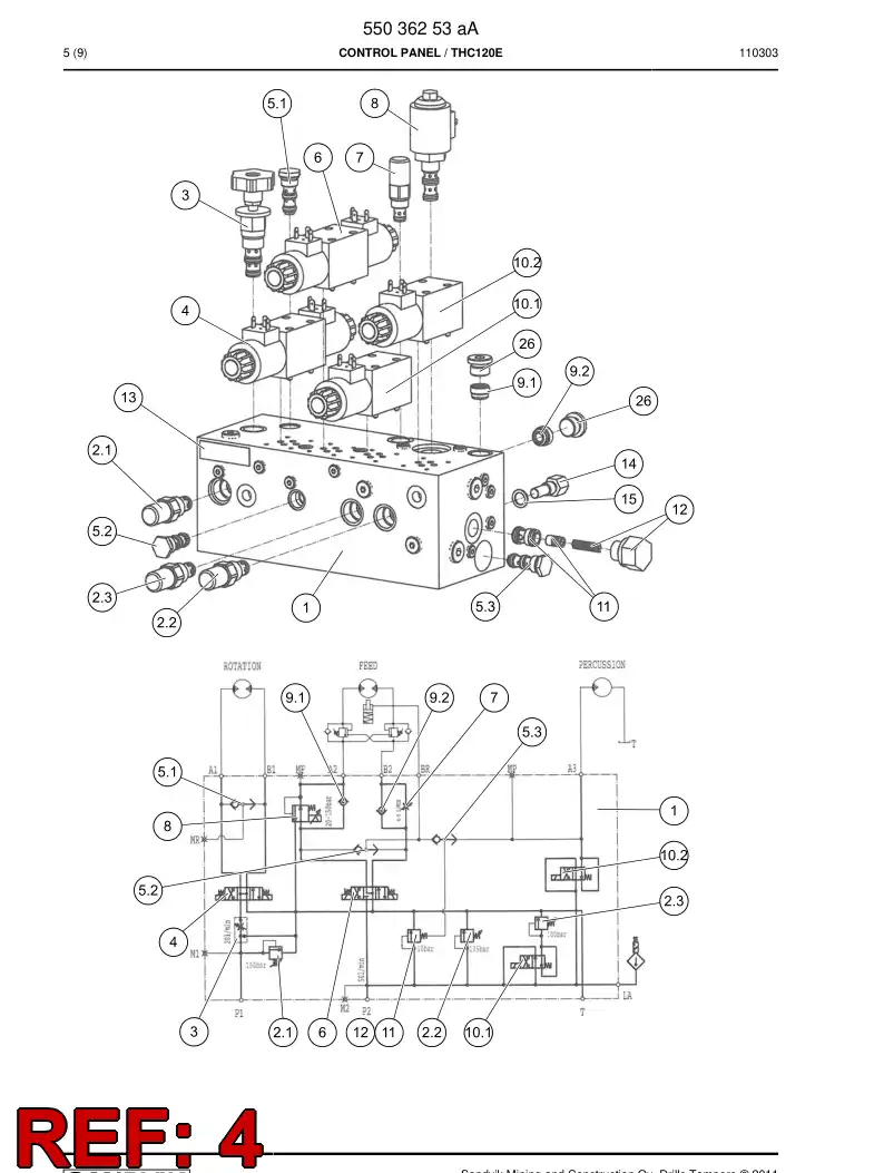 55152613 551 526 13 Valve, Directional - Sandvik Technical Drawing