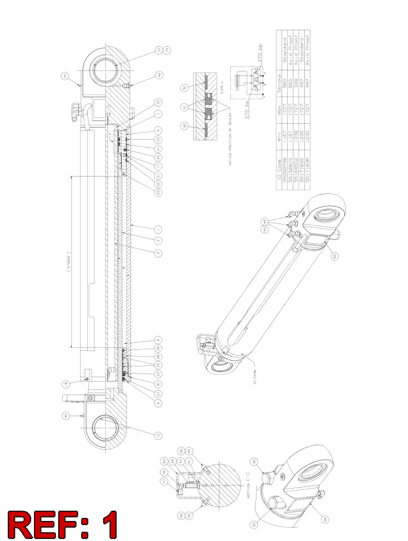 55152816 551 528 16 CYLINDER TUBE ASSEMBLY - Sandvik Technical Drawing