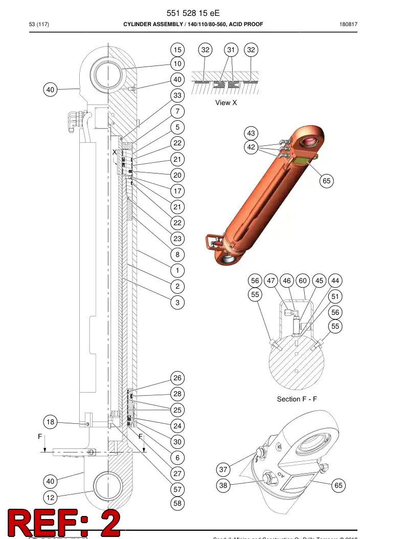 55152817a 551 528 17a Rod, PISTON - Sandvik Technical Drawing