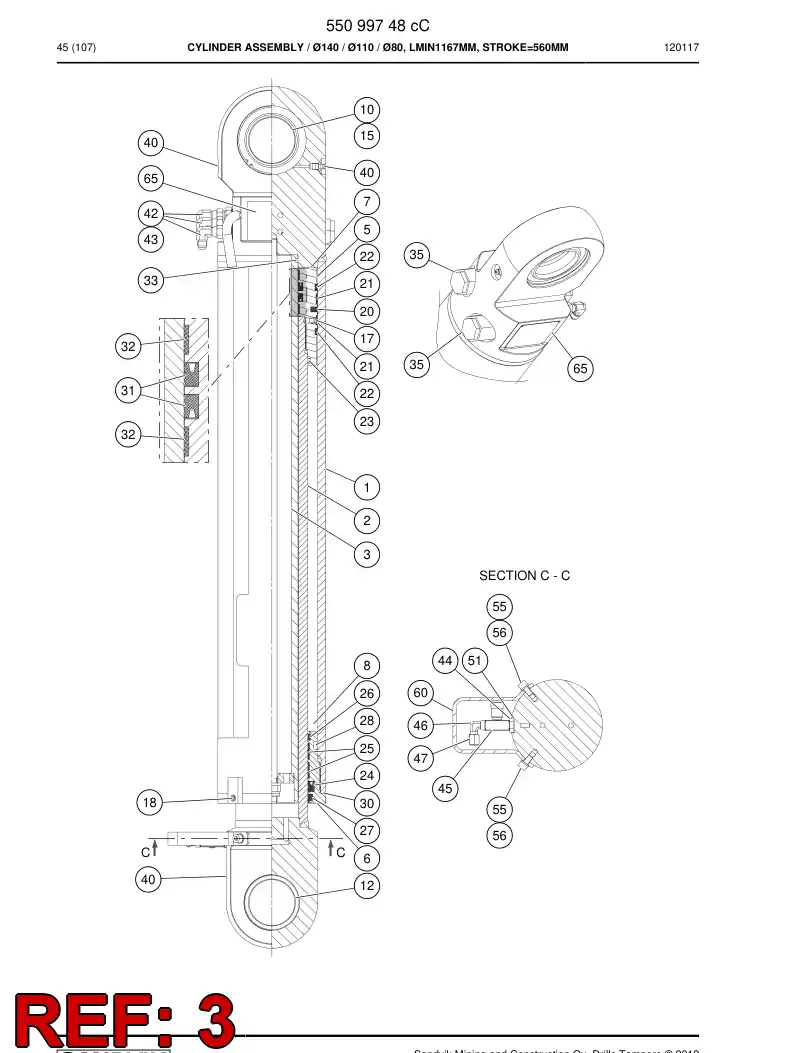 55152820a 551 528 20a PISTON ASSEMBLY - Sandvik Technical Drawing
