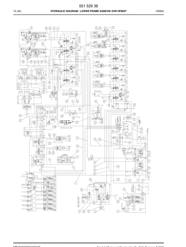 55152938 551 529 38 HYDRAULIC DIAGRAM - Sandvik Technical Drawing