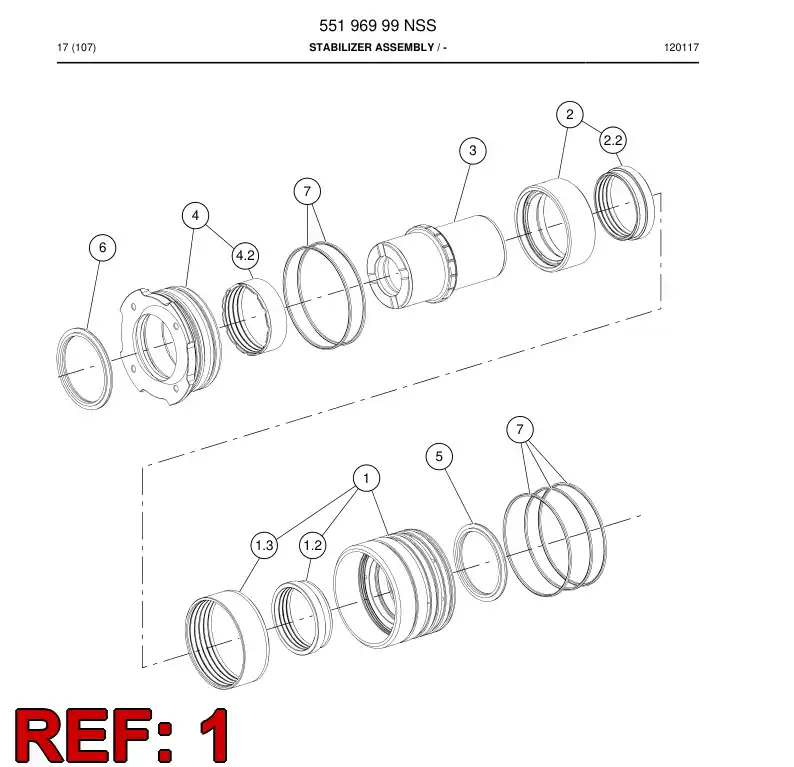 55152990 551 529 90 Bearing bushing - Sandvik Technical Drawing