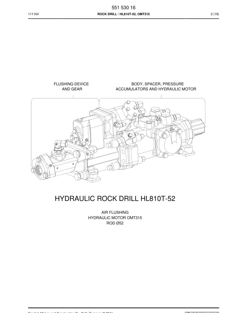 55153016 551 530 16 Rock Drill - Sandvik Technical Drawing