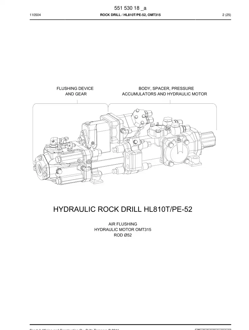 55153018 551 530 18 ROCK DRILL - Sandvik Technical Drawing