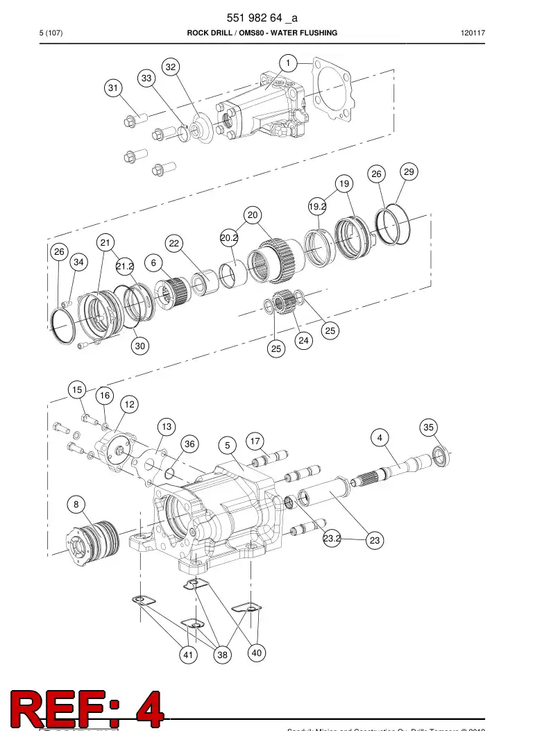 55153024 551 530 24 Rotation shaft - Sandvik Technical Drawing