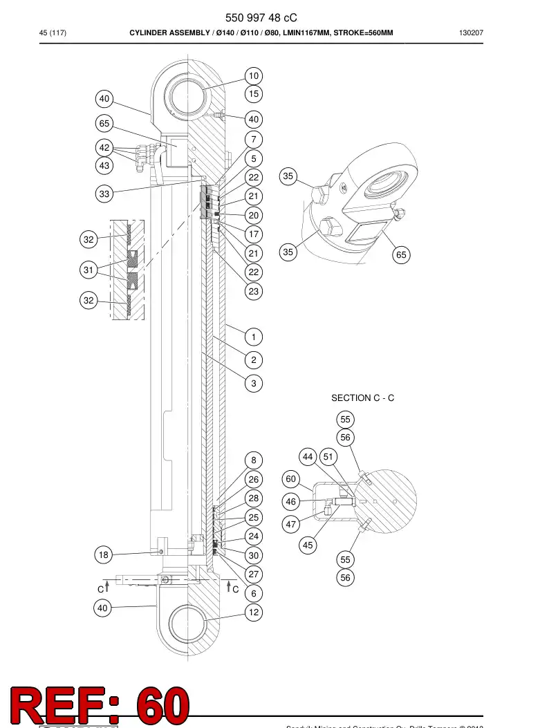 55153114a 551 531 14a Plate, Cover - Sandvik Technical Drawing