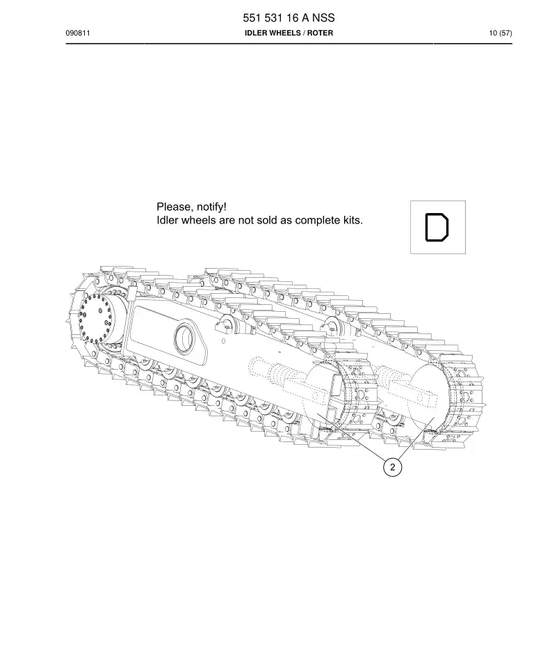 55153116 551 531 16 Idler Wheels - Sandvik Technical Drawing