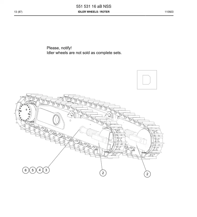 55153116A 551 531 16A IDLER WHEELS - Sandvik Technical Drawing