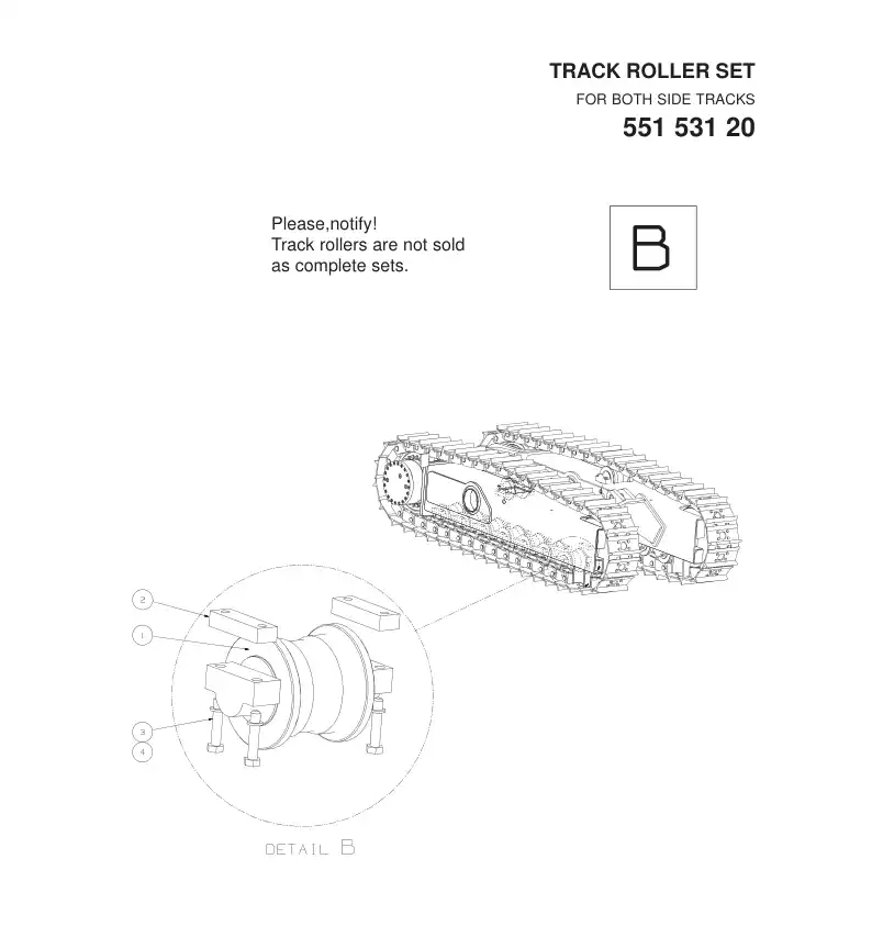 55153120 551 531 20 Track Roller Set - Sandvik Technical Drawing