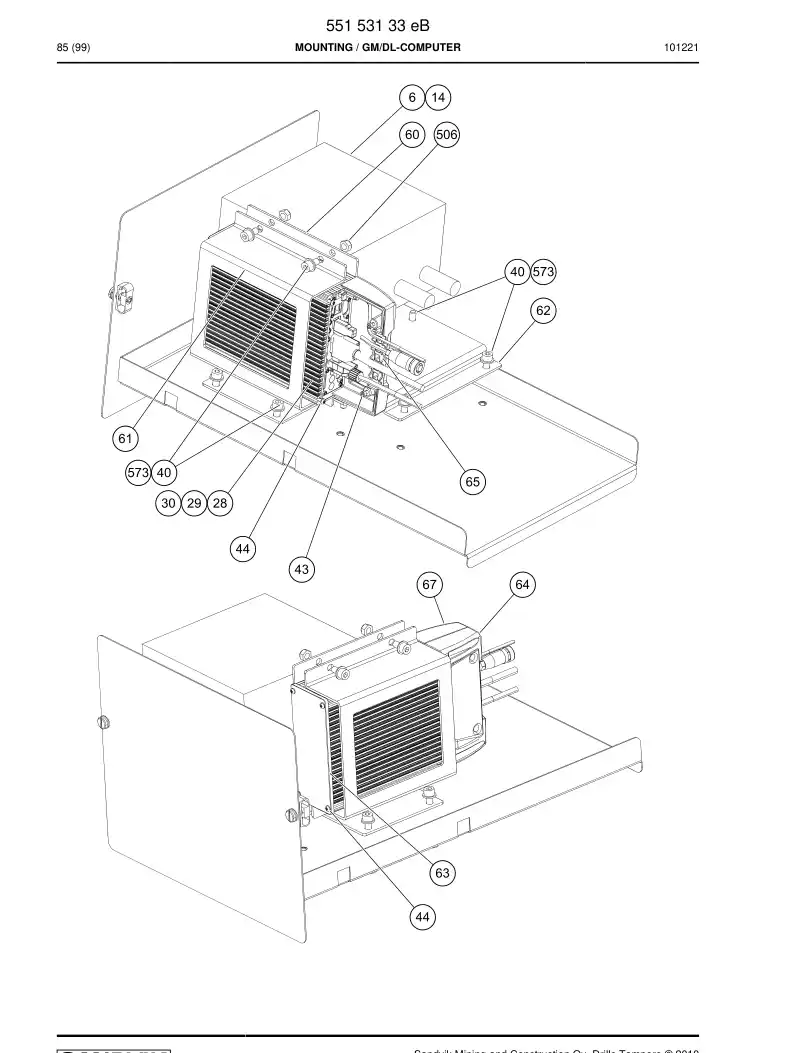 55153129 551 531 29 Cover, Plastic - Sandvik Technical Drawing