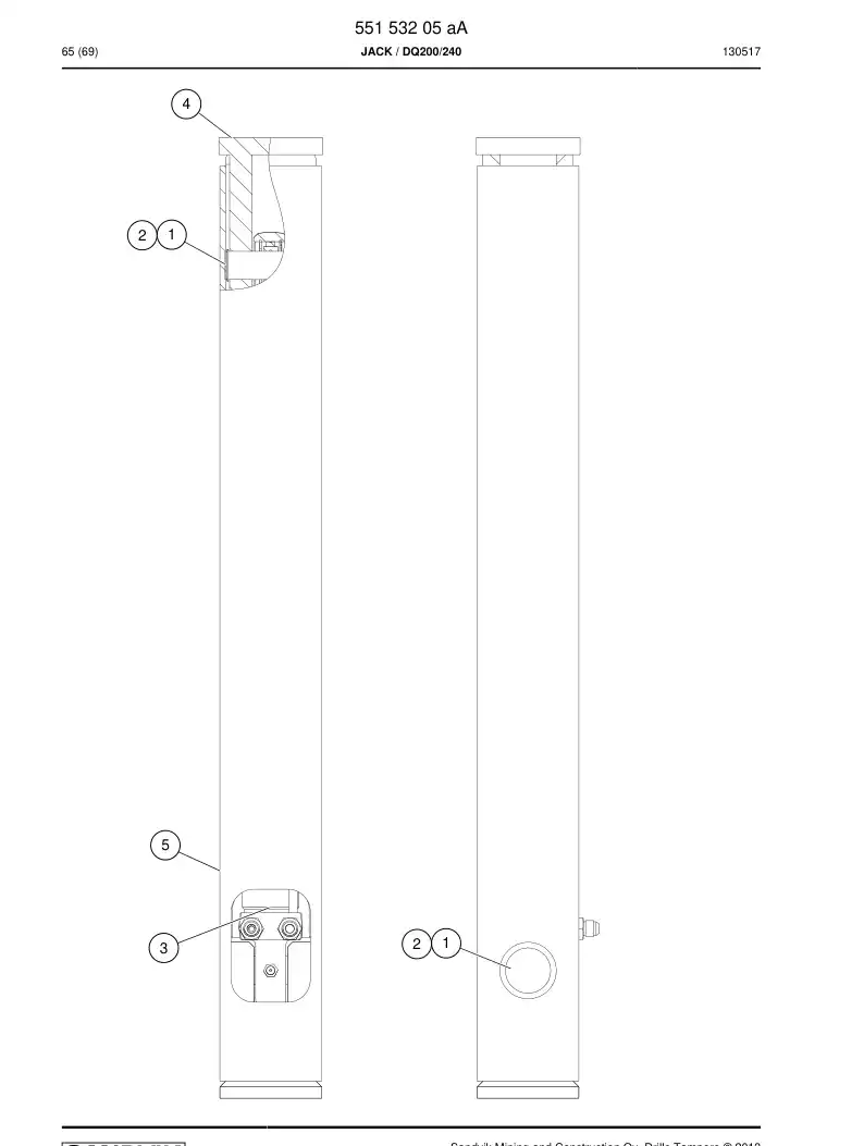 55153205a 551 532 05a Jack - Sandvik Technical Drawing