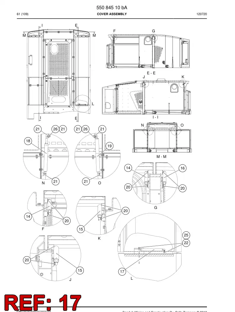 55153228 551 532 28 Gas spring - Sandvik Technical Drawing