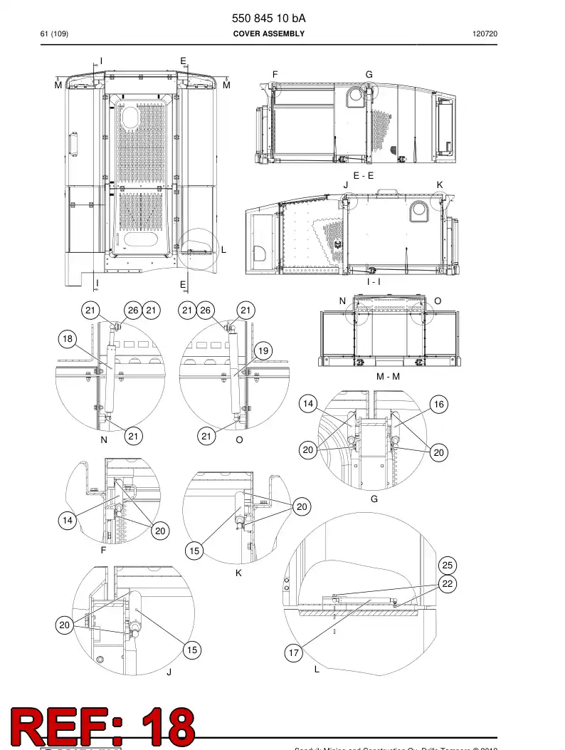55153231 551 532 31 Gas spring - Sandvik Technical Drawing