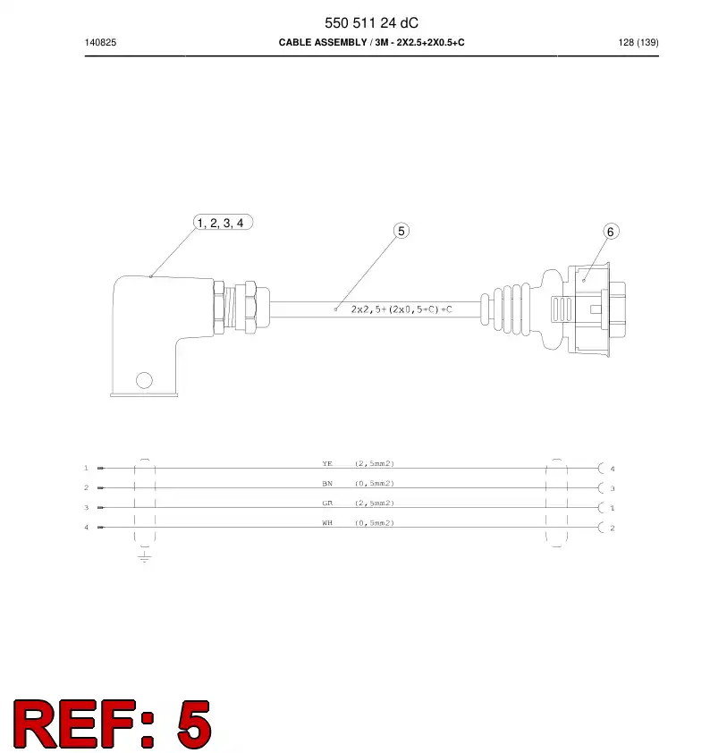 55153319a 551 533 19a Cable, Shielded - Sandvik Technical Drawing