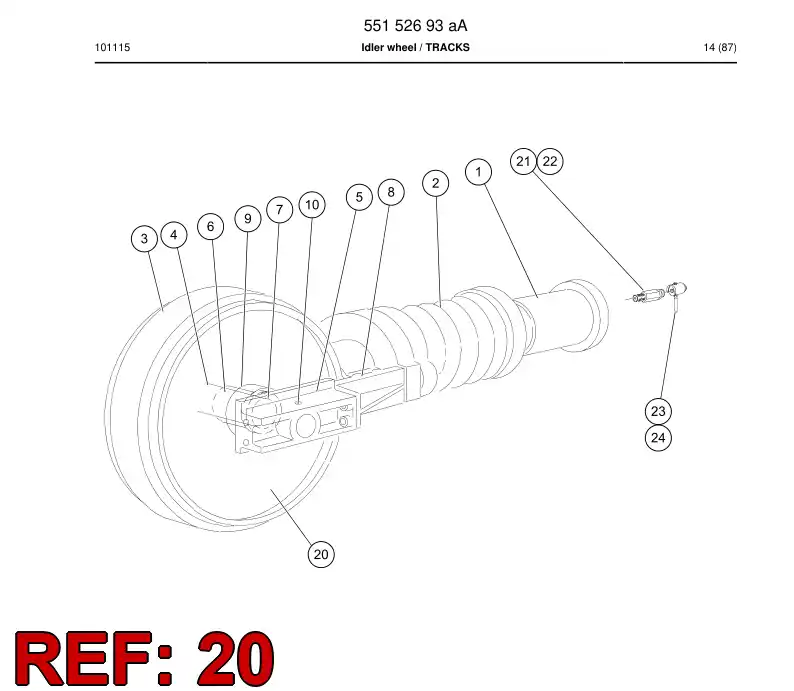 55153331a 551 533 31a Wheel assembly - Sandvik Technical Drawing