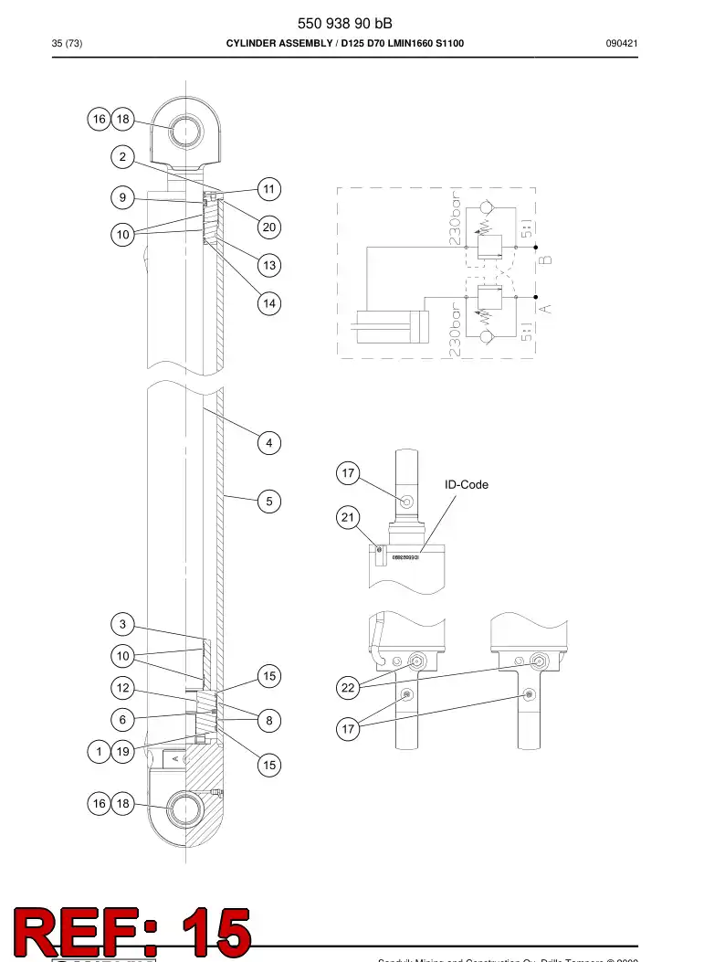 55153427 551 534 27 PISTON dirt ring - Sandvik Technical Drawing