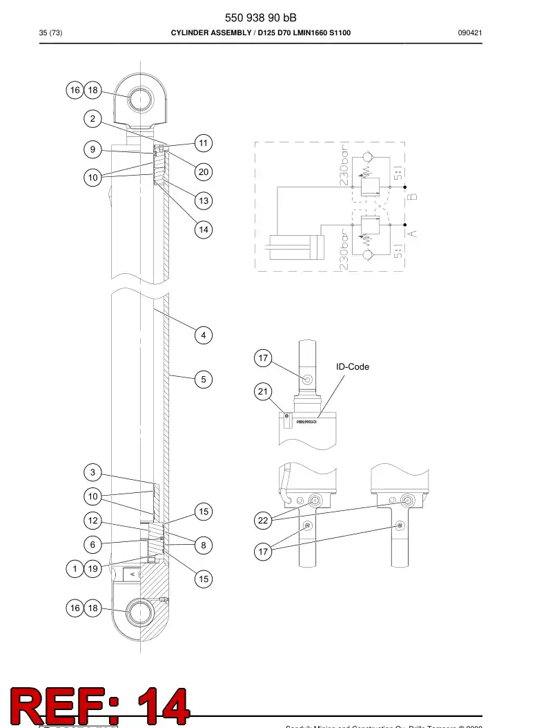 55153440 551 534 40 Rod dirt ring - Sandvik Technical Drawing