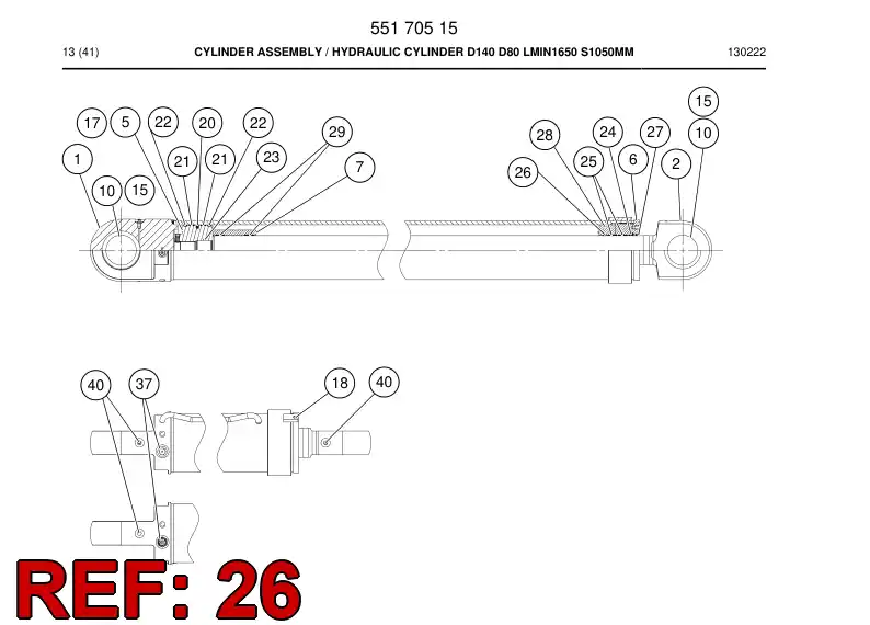 55153441a 551 534 41a Rod dirt ring - Sandvik Technical Drawing