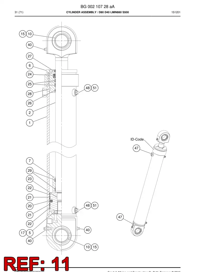 55153444e 551 534 44e Rod dirt ring - Sandvik Technical Drawing